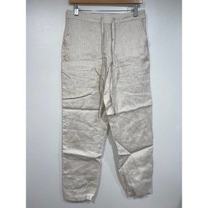 Iximo Women's Pants 100% Linen Tie Closure Elastic Waist Size Medium‎